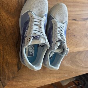Vans Men's Light Blue and White Sneakers